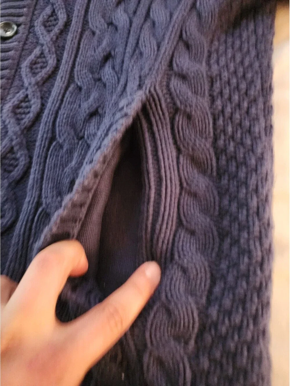 Banana Republic Men's XL Navy Blue Cable Knit  Cotton Blend Button Up Sweater
